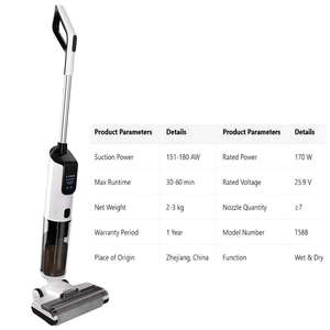 Nouvelle conception 2026 Aspirateur-balai sans fil pour lavage de sol, sans fil, humide et sec, autonettoyant, usage domestique, filtre HEPA, 60 min - Product Image 6