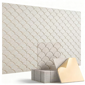 Paneles acústicos modernos para oficina en casa, paneles de pared insonorizados autoadhesivos de alta densidad, diseño de techo de puerta Beige - Product Image 1