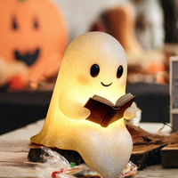 Lampe de lecture créative en résine, motif fantôme de dessin animé mignon, alimentée par piles/USB, idéale pour Halloween, décoration artisanale transfrontalière