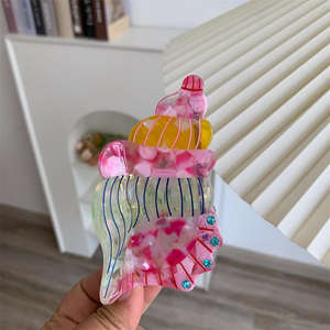 YUXI Hochwertige 10cm Conch Shaped Acetate Haar klauen clips Süße Strass steine Täglicher Anlass Ozean Haarschmuck für Frauen - Product Image 5
