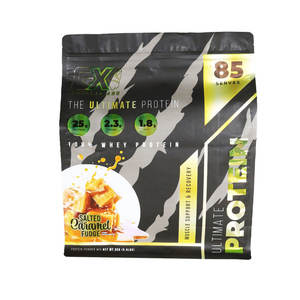 Sachet debout à fond plat imprimé sur mesure pour poudre de protéines de lactosérum, créatine monohydratée, café, avec fermeture éclair - Product Image 6