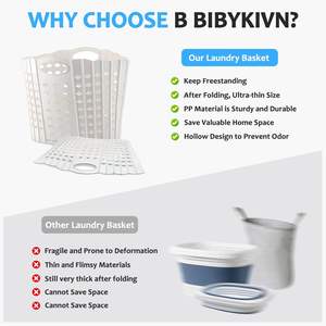 Collapsible Laundry <b>Basket</b>,63L/16.6 Gallon Large <b>Plastic</b> Laundry <b>Basket</b> with Carry Handle,Space-Saving,Foldable Laundry <b>Basket</b> - Product Image 4