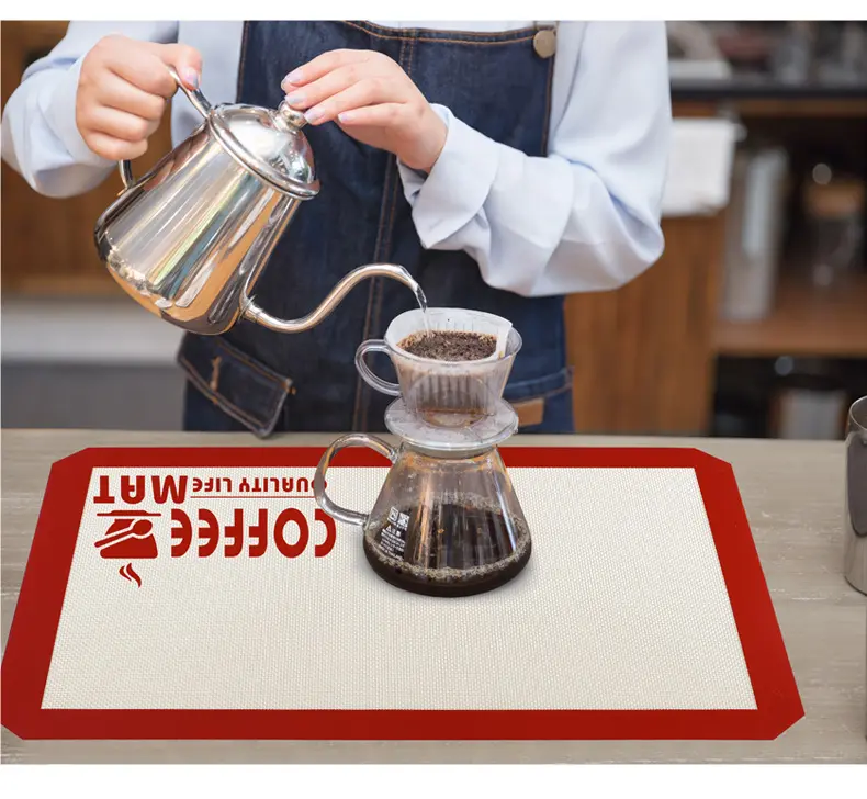 Customized Minimalist Rectangle Anti-Slip Silicone Dish Drying Mat Coffee Machine Cup Coaster Drying Pad
