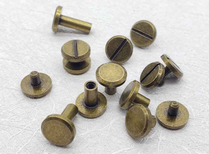 <span class=keywords><strong>Vis</strong></span> Chicago à tête plate fendue en laiton massif, diamètre de la tête 8 mm 10 mm, pour cuir, ceintures, portefeuilles et sacs à main - Product Image 3