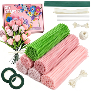 ชุดอุปกรณ์งานฝีมือทำความสะอาดท่อเชนิลล์เนื้อนุ่ม สีสันสดใส วัสดุ DIY สำหรับทำดอกไม้แฮนด์เมด สร้างสรรค์ของตกแต่งท่อเชนิลล์ที่ไม่เหมือนใคร - Product Image 1