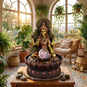 Resistex Dollal religiosa <span class=keywords><strong>Dolla</strong></span> Water Featsex Dolltain decorazione della casa Ome decorazione resina ecologica buddismo nautico India - Product Image 3