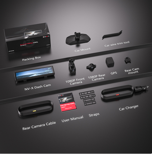 Akeyo 11.26inch IPS siêu đêm kép 1080P Full HD Xe <span class=keywords><strong>GPS</strong></span> phía trước và phía sau màn hình cảm ứng Xe DVR Dash Cam - Product Image 2