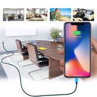 Câble USB tressé 3ft 6ft pour iOS 8 broches avec conducteur en cuivre pur, gaine en nylon, charge rapide 2.4A pour iPhone