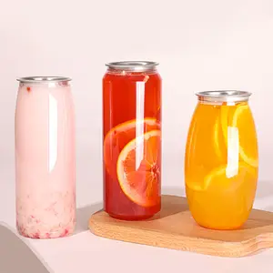 Impresión digital desechable 500ml 650ml botella de bebida para mascotas agua con gas leche burbuja té jugo botella con tapa abierta sasy