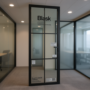 Porte de séparation intérieure en verre ESG noir et aluminium 29,9x79,3 Isolation acoustique Design minimaliste - Product Image 2