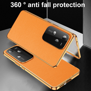 Recién llegado, funda de teléfono con marco de metal magnético de doble cara fuerte de cuero vegano, protector de pantalla 360 para <span class=keywords><strong>honor</strong></span> 60pro/100 pro <span class=keywords><strong>80</strong></span> <span class=keywords><strong>se</strong></span> - Product Image 4