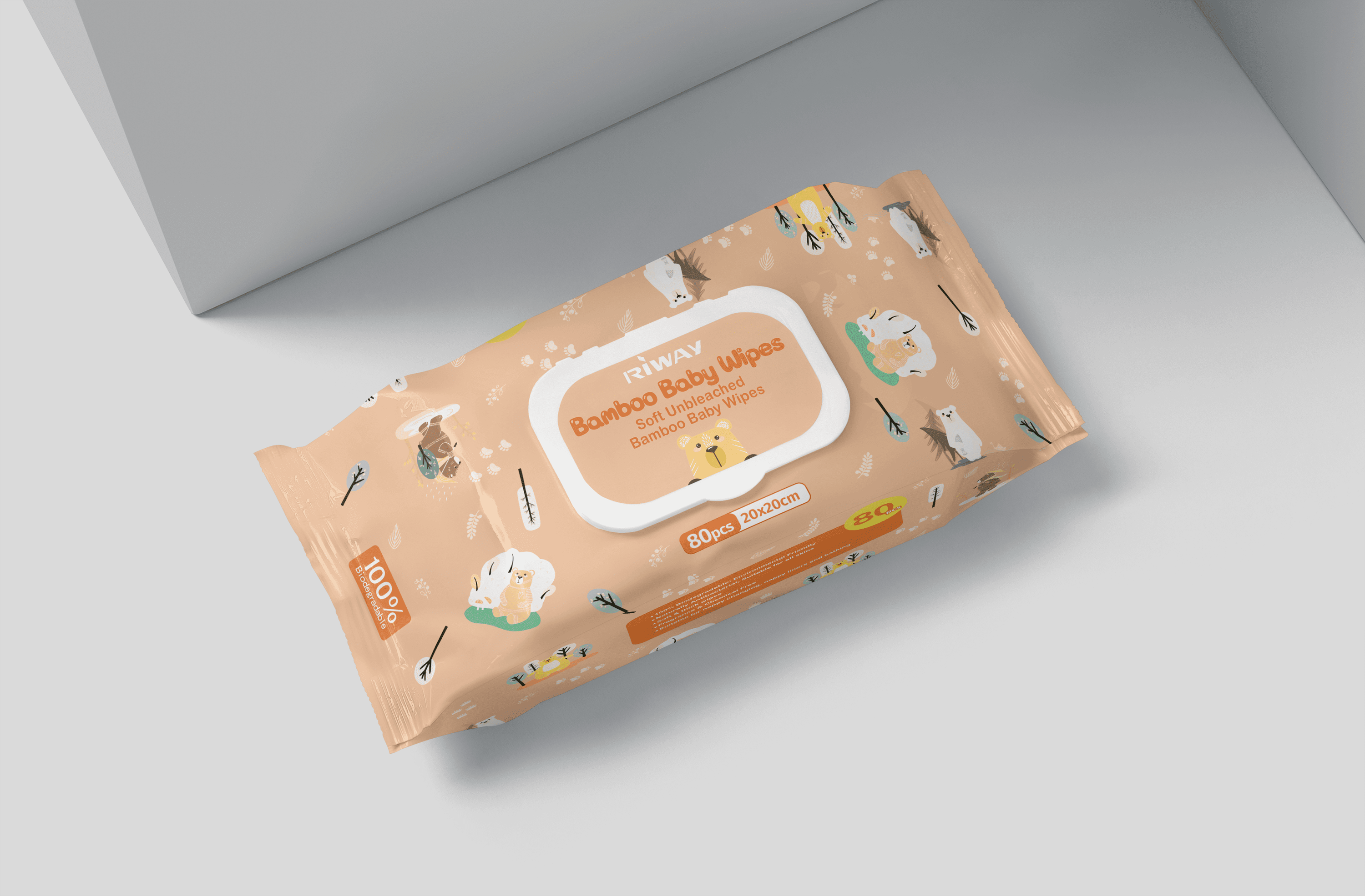 Orange-unbleached bamboo baby wipes