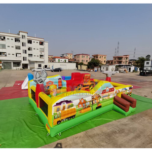 Toddler playzone commercial kids bounce <b>house</b> with slide combo bouncer <b>inflatable</b> construction playground - Product Image 5
