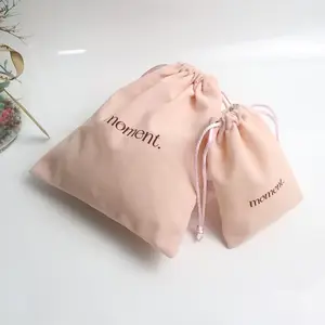 High Quality Velvet Drawstring Bags With Custom Logo For Wholesale Pink Velvet Gift Jewelry Pouch