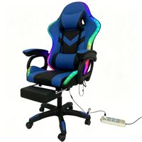 Chaise de jeu pour la maison avec accoudoirs réglables, barre pneumatique à double étage LED RGB, base en nylon, design durable