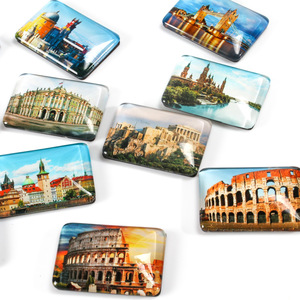 맞춤 디자인 직사각형 크리스탈 유리 냉장고 자석 도시 국가명 사각 냉장고 자석 - Product Image 4