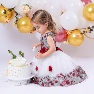 MQATZ Nouveau Style, Robes en Satin <span class=keywords><strong>pour</strong></span> Filles, <span class=keywords><strong>Jupe</strong></span> Bébé Fille avec Maille Évidée, Robe Tutu d'Anniversaire <span class=keywords><strong>pour</strong></span> Enfants <span class=keywords><strong>pour</strong></span> <span class=keywords><strong>Mariage</strong></span> Printanier L5045XZ - Product Image 2
