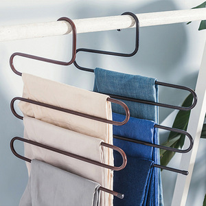 Multi-layer S-shaped trouser hanger, multi-functional trouser <b>clip</b>, wardrobe scarf rack, wrought iron powder-coated magic - Product Image 2