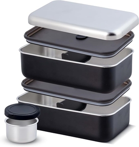 Caja Bento de acero inoxidable para adultos apilable | Fiambrera a prueba de fugas segura para microondas con compartimentos <span class=keywords><strong>BentoBox</strong></span> japonés - Product Image 2