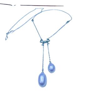 Collar de Perlas de Agua Dulce de 8-9 mm de Zhuji, Plata Pura con Doble Lazo Francés, Elegante Collar de Perlas de Agua Dulce - Product Image 5