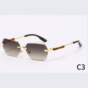 Lunettes de soleil classiques <span class=keywords><strong>Crti</strong></span> Gold, lunettes de marque, lunettes de soleil de luxe, lunettes de soleil de créateur, lunettes en métal sans monture, lunettes anti-UV - Product Image 1