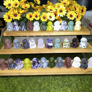 Kindfull 3cmクリスタル犬多素材手で刻まれた自然な癒しの石犬の彫刻瞑想のための犬の彫刻 - Product Image 6