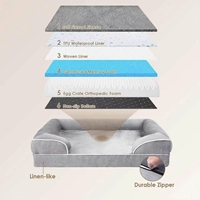 Grand lit pour chien avec soutien articulaire, mousse à mémoire de forme, tissu Oxford, housse amovible et lavable, base antidérapante, forme carrée, toutes saisons