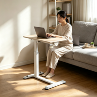 Höhenverstellbarer Metalltisch mit 4 Rollen für das Bett, Rechteckig, zum Essen