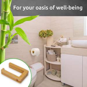 <span class=keywords><strong>Portarrollos</strong></span> de papel higiénico de madera 202411, adhesivo <span class=keywords><strong>sin</strong></span> perforar, <span class=keywords><strong>portarrollos</strong></span> de bambú Natural - Product Image 3