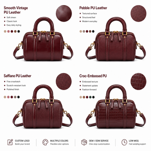 <span class=keywords><strong>Sac</strong></span> bandoulière <span class=keywords><strong>bowling</strong></span> en PU pour femme avec fermeture éclair, style vintage et tendance pour collections <span class=keywords><strong>de</strong></span> vente au détail indépendantes - Product Image 3