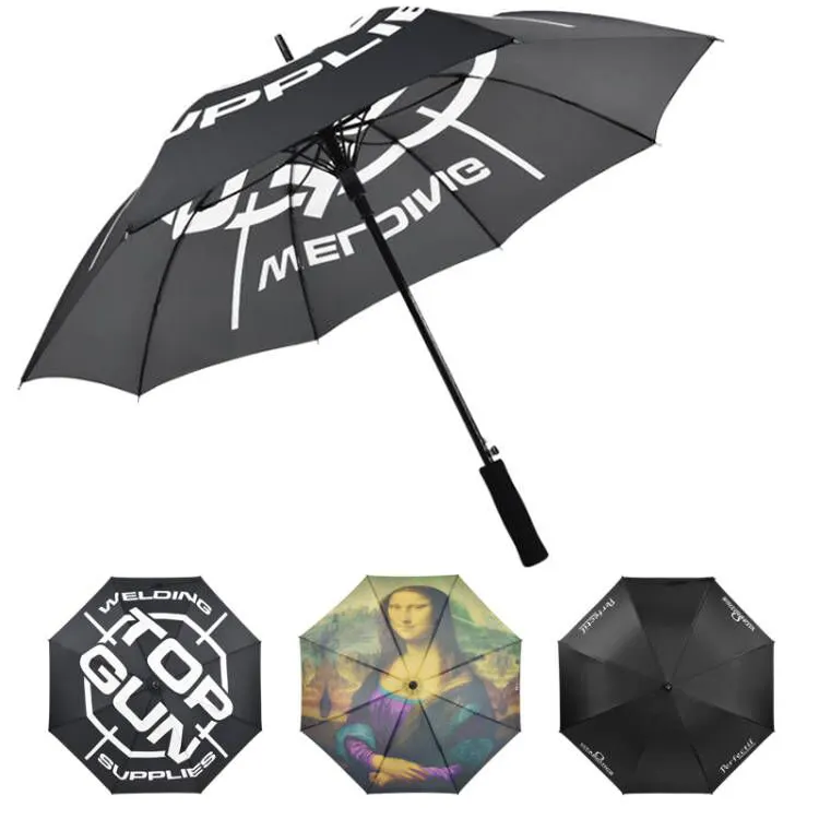 Wholesale luxury umbrella for wind super strong advertise custom designed printing stick straight customized umbrella