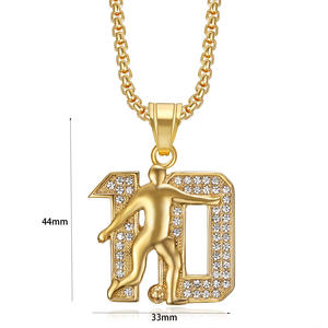 Hiphop Messi 10 Designer Inlaid Moissanite Stainless Steel Fine <b>Fashion</b> Jewelry <b>Pendant</b> <b>Necklaces</b> for 18K Gold Plated Men Women - Product Image 2