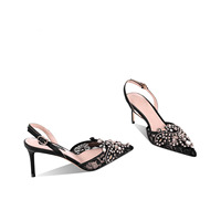 Sandales en dentelle à talons hauts pour femmes, chaussures de luxe, de haute qualité, avec strass décoratifs