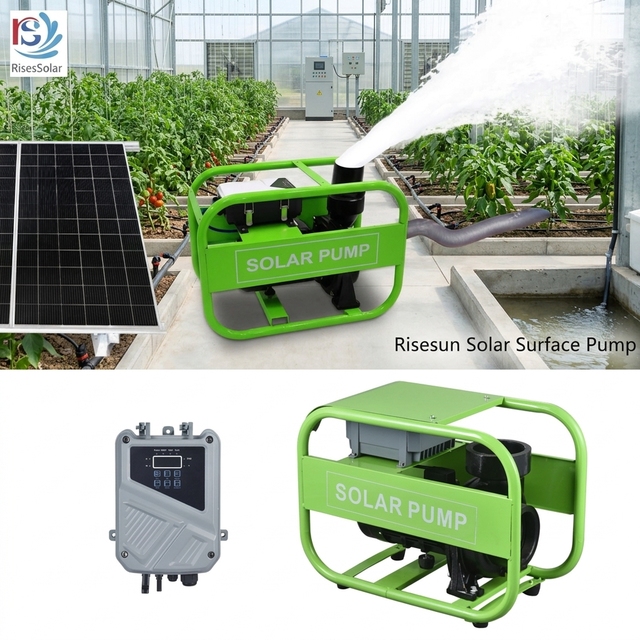 RisesSolar AC DC 2200W 3HP 4 Inch Big Flow High Head Brass Impeller Surface Water Solar Booster Water Pump for Irrigation