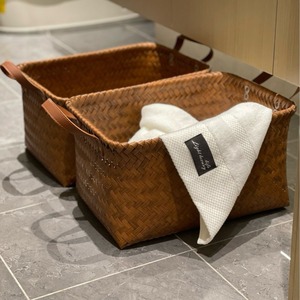 Rattan Woven Storage Basket Rectangle Medium Large Multifunction Clothing Organizer For Snacks Toys Laundry Picnic - Product Image 2