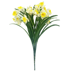 Fiori Artificiali di <span class=keywords><strong>Narciso</strong></span>, Ramo di Fiori in Plastica con 5 Steli, Decorazione Floreale per Bouquet Festa del Papà, Casa, Feste, Vasi da Tavola - Product Image 1