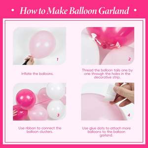 קישוטי יום הולדת נסיכה ורוד לוהט לנשים, בלונים לבנים ורודים בהירים, באנר, וילונות גדילים, יום הולדת 21-60 שמח - Product Image 4