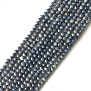 Natural Sapphire Faceted Round A Grade Gemstone Bead Semiprecious Stone Jewelry DIY bracelet and necklace