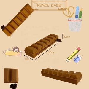 Kotak pensil sekolah silikon kustom kotak coklat desain pensil kantong pena tas - Product Image 6