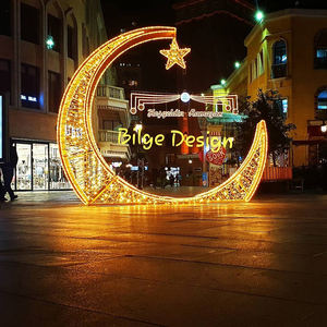 크리스마스 3D 달 눈송이 야외 조명 휴일 거리 상업 장식 큰 사용자 정의 조각 금속 모티프 조명 - Product Image 1