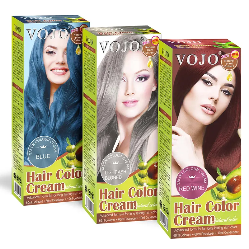 VOJO Atacado OEM Permanente Cabelo Colorir Corante Natural Herbal Salão Profissional Cabelo Cor Creme