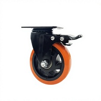 Roue pivotante en polyuréthane solide de 2 pouces avec frein et double roulement à billes, roulettes durables pour meubles et chaises à usage industriel