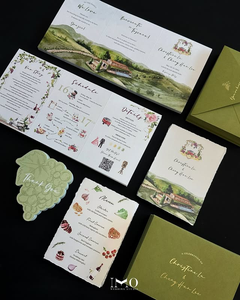 <span class=keywords><strong>Italie</strong></span> mariage planificateurs de mariage cartes de mariage à trois volets Love-Style porte pli vert fait de papier Hardcover Invitations - Product Image 4