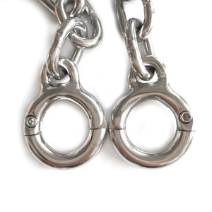 Anneaux de pieds en acier inoxydable, menottes de bondage, longues chaînes, entraves étanches, jeux sexuels BDSM, fétichisme, jouets de contrainte pour adultes en métal - Product Image 4