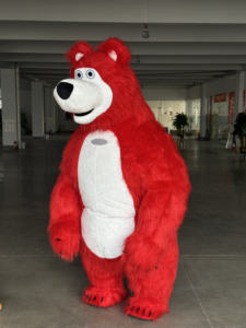 Costume de mascotte gonflable rouge <span class=keywords><strong>Masha</strong></span> l'ours, fourrure, peluche, <span class=keywords><strong>cosplay</strong></span> d'anime personnalisé pour adulte, animal pour les fêtes de carnaval, Halloween - Product Image 4