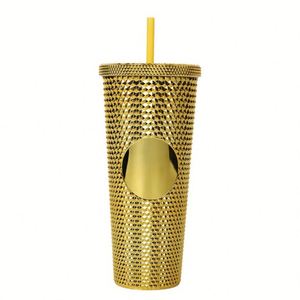 Wholesale 24oz American Double Layer Durian <b>Plastic</b> Cup <b>Mug</b> with Straw Large Capacity for Parties - Product Image 4