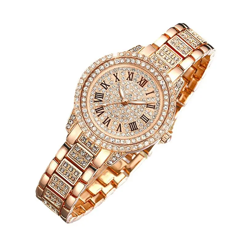 2024 นาฬิกาเพชรโรมันนาฬิกาผู้หญิงสร้อยข้อมือควอตซ์นาฬิกาของขวัญนาฬิกาข้อมือ
