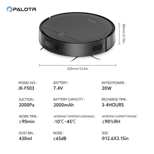 Intelligent Sweeping Robot Wet/<b>Dry</b> <b>Mopping</b> 1500-1999 PA Suction Auto-Recharge Brushless Motor Li-Ion Battery Household Use - Product Image 6