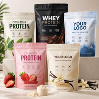 Sachets de poudre protéinée personnalisés, anti-odeur, thermoscellables, à fond plat, refermables pour gain de masse et isolat de protéines de lactosérum