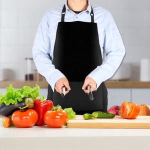 2 Túi Màu Đen <span class=keywords><strong>Polyester</strong></span> Bông Nấu Ăn Tạp Dề Nhà Bếp CHANGRONG Tùy Chỉnh Đồng Bằng Dài Bib Điều Chỉnh Chống Nước In Logo - Product Image 5